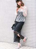 WEGO/シアーメッシュスリットスカート