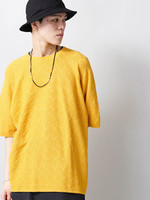 WEGO/ジャガードボーダーサマーニット