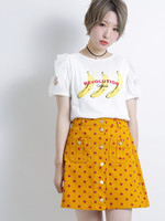 WEGO/前ボタンポケ付きAラインスカート