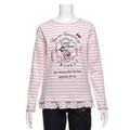 【30%OFF】レースアップリケつきボーダー柄Tシャツ