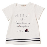 【50%OFF】【キッズサイズ向け】ライン入りロゴ刺しゅうTシャツ