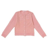 【50%OFF】フラワーモチーフつき前レース重ねニットカーディガン