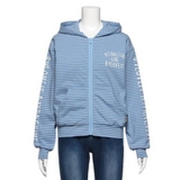 【50%OFF】ロゴプリント入りボーダーカットソージップパーカー