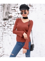 【ANAP】フレアフリンジスリーブカシミアタッチニットトップス/レンガ(068)