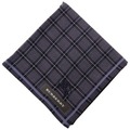 【新品】 チェック柄　ロゴ刺繍ハンカチ 中 バーバリー 63696 BURBERRY ネイビー系 レディース