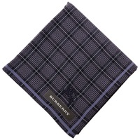 【新品】 チェック柄　ロゴ刺繍ハンカチ 中 バーバリー 63696 BURBERRY ネイビー系 レディース