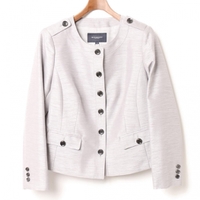 【新品】 ノーカラージャケット シルバー 44 バーバリーロンドン 60593 BURBERRY LONDON  レディース