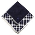 【新品】 ハンカチ　フチチェック  バーバリーロンドン 69028 BURBERRY LONDON ネイビー レディース