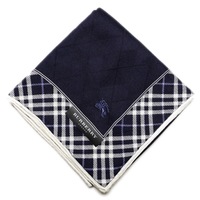 【新品】 ハンカチ　フチチェック  バーバリーロンドン 69028 BURBERRY LONDON ネイビー レディース