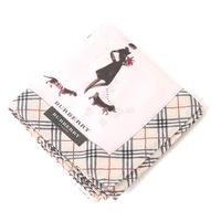 【新品】 フレームチェックヒューマンプリントハンカチ （中） バーバリーロンドン 65968 BURBERRY LONDON ピンク×ベージュ メンズ