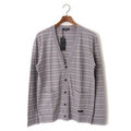 【新品】 ボーダーカーディガン M バーバリーロンドン 48893 BURBERRY LONDON グレー系 メンズ