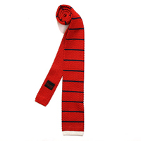 【新品】 ボーダー柄 ニットタイ 28271 バーバリーブラックレーベル レッド系 プレゼントに