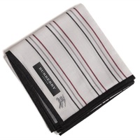 【新品】 薄手 ハンカチ ボーダー  バーバリー 72203 BURBERRY グレー メンズ