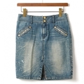 ウォッシュドペンキ加工デニムスカート 24 バーバリーブルーレーベル 01000255 BURBERRY BLUE LABEL ブルー レディース