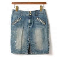 ウォッシュドペンキ加工デニムスカート 24 バーバリーブルーレーベル 01000255 BURBERRY BLUE LABEL ブルー レディース