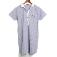 クレリックカラーストライプ半袖シャツワンピース 38 バーバリーブルーレーベル 76741 BURBERRY BLUE LABEL ブルー レディース