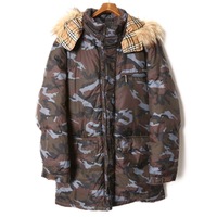 コヨーテファーカモフラージュダウンジャケット L バーバリーブラックレーベル br01001520 BURBERRY BLACK LABEL グレー メンズ