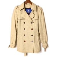 チェックライナー付ショートトレンチコート 38 バーバリーブルーレーベル br01001896 BURBERRY BLUE LABEL ベージュ レディース