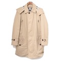 チェックライナー付フーデットロングコート L バーバリーロンドン 72474 BURBERRY LONDON ベージュ メンズ
