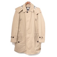チェックライナー付フーデットロングコート L バーバリーロンドン 72474 BURBERRY LONDON ベージュ メンズ