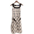 チェック柄ワンピース　背ファスナー クリーム 38 バーバリーブルーレーベル 69766 BURBERRY BLUE LABEL ベージュ レディース
