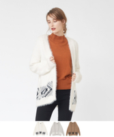 ネイティブ柄フェザーヤーンカーディガン