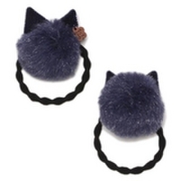 ネコ耳つきファーポンポンヘアポニー2個セット