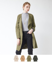 ノーカラートレンチコート/テロンチコート