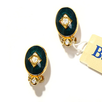 バーバリーロンドン イヤリング 27849 グリーン系 ゴールドと深いグリーンの組み合わせが綺麗