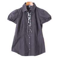 フリル付シャツ 36 バーバリーブルーレーベル 61867 BURBERRY BLUE LABEL ネイビー系 レディース