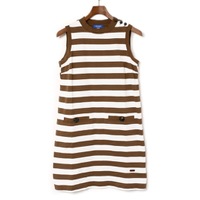 ブルーレーベル クレストブリッジ ショルダーボタン装飾ノースリーブボーダーワンピース 38 70060 BLUE LABEL CRESTBRIDGE ホワイト レディース