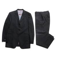 ブロックチェックノッチドラペルテーラードジャケットスーツ 38R バーバリーブラックレーベル 68037 BURBERRY BLACK LABEL ブラック メンズ