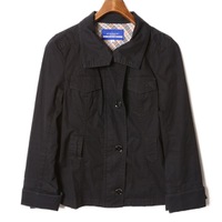 ベルト付ジップアップジャケット 38 バーバリーブルーレーベル br01001513 BURBERRY BLUE LABEL ブラック レディース