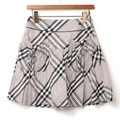 ポケット付マルチチェックフレアスカート 36 バーバリーブルーレーベル 01000285 BURBERRY BLUE LABEL グレー レディース