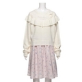 【50%OFF】リボン＆フリルつきニット×花柄切り替えワンピースセット