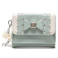 【50%OFF】リボンつき部分ドット柄3つ折り財布