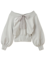 リボンツキ2wayニットトップス/ライトブルー