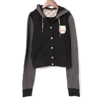 ロゴワッペンボタンアップパーカー 38 バーバリーブルーレーベル 72582 BURBERRY BLUE LABEL ブラック レディース