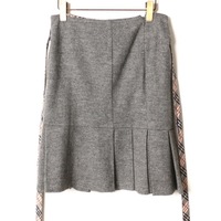 紐ベルト付ウールスカート 38 バーバリーブルーレーベル br01001338 BURBERRY BLUE LABEL グレー レディース