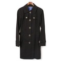 裏地チェックウエストベルト付ロングコート 38 バーバリーブルーレーベル 74437 BURBERRY BLUE LABEL ブラック レディース