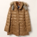 裏地チェックラクーンファー装飾フレアダウンコート 40 バーバリーブルーレーベル br01001143 BURBERRY BLUE LABEL ブラウン レディース