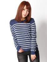 WEGO/インディゴボーダーニット