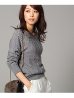 [L]ケーブル編みニット/オフホワイト(003)