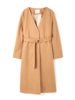 《EDIT COLOGNE》ノーカラーロングコート/ベージュ1(041)