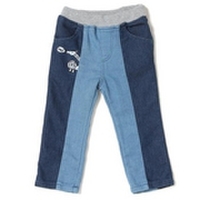 【50%OFF】デニム風ミニ裏毛切り替えストレートパンツ