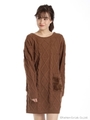 ファーポケットニットワンピース/ブラウン