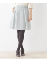 【SSサイズあり】ラメ混ビジューベルトフレアスカート/ブルー(092)