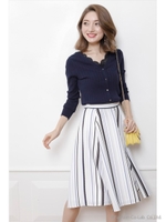 スカラストライプフレアスカート/パープル