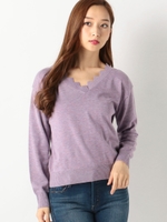 スカラップニットトップス/パープル