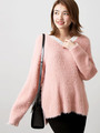 WEGO/シャギーレースVネックニット